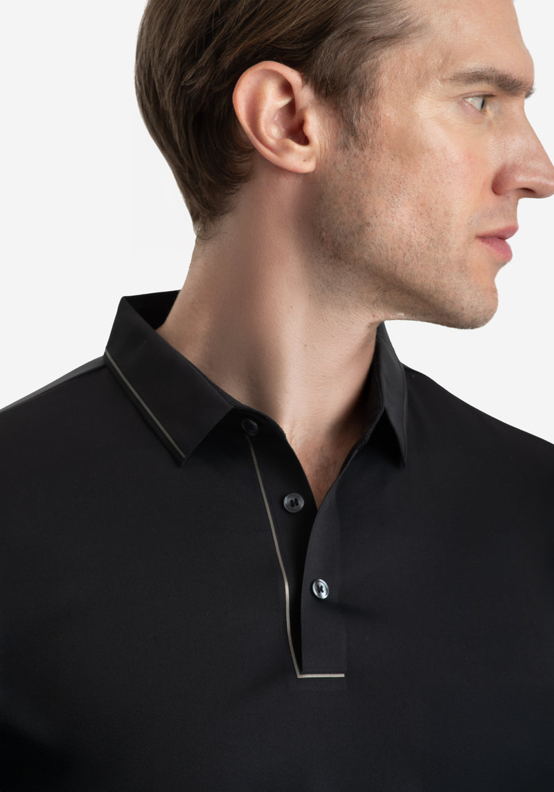 Carbon Black Aero-Hybrid Polo Shirt