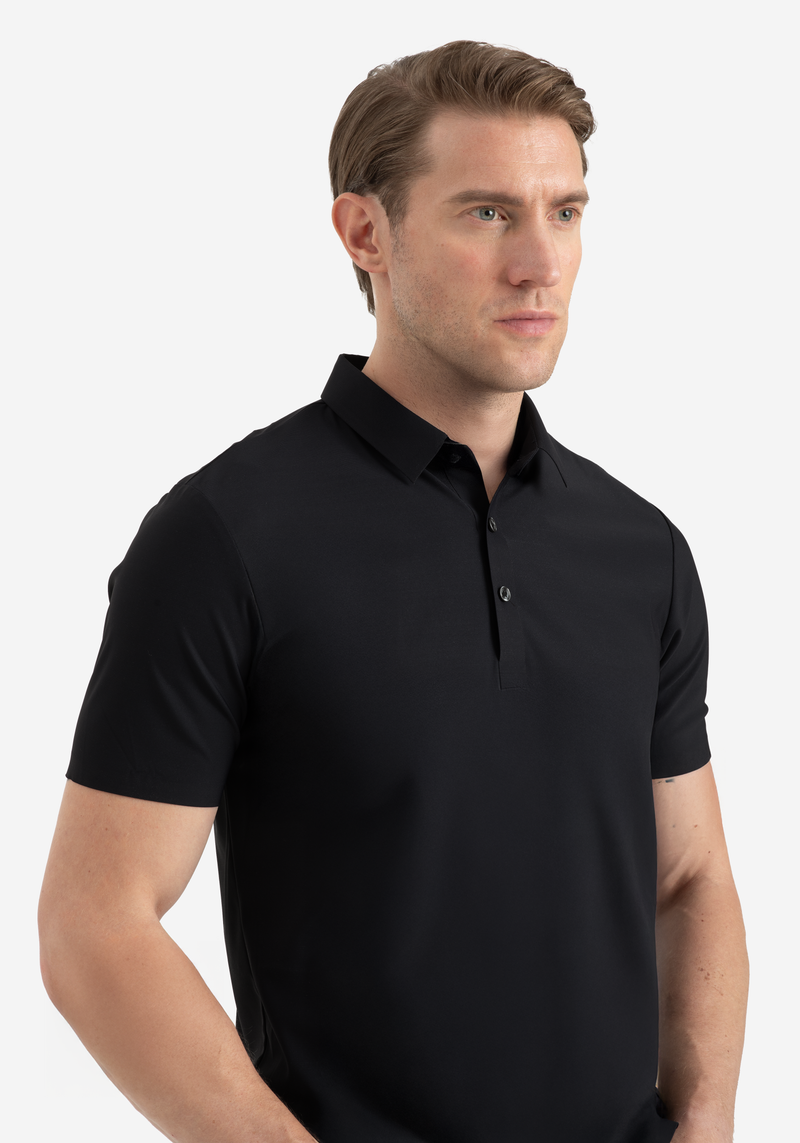 Obsidian Black Aero-Hybrid Polo Shirt