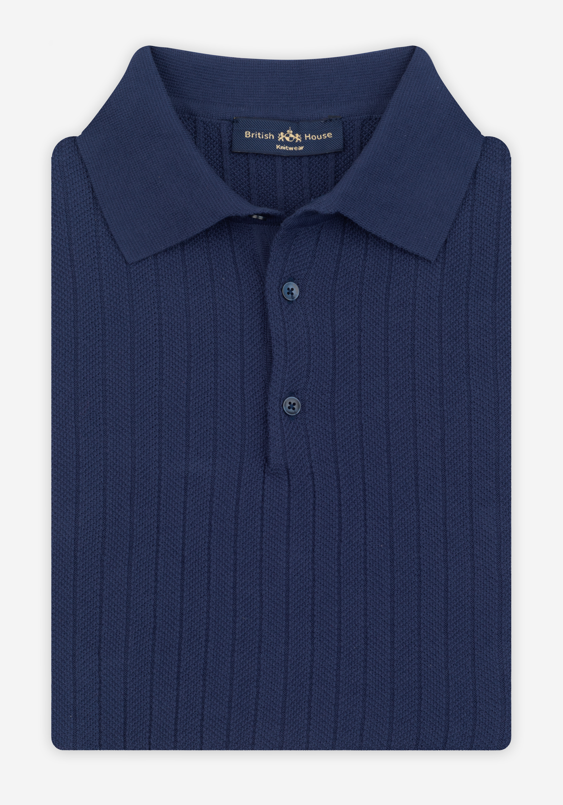 Admiral Blue Knitted Polo Shirt