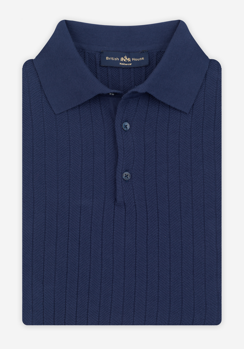 Admiral Blue Knitted Polo Shirt