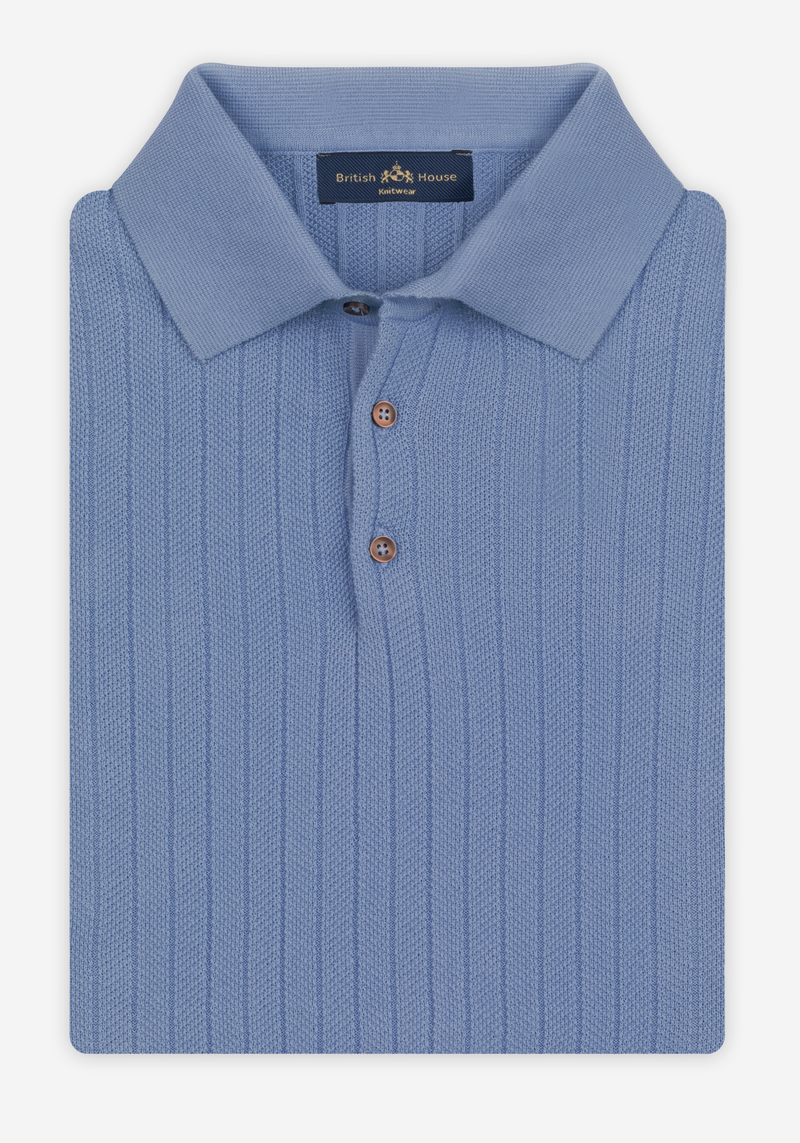 Powder Blue Knitted Polo Shirt