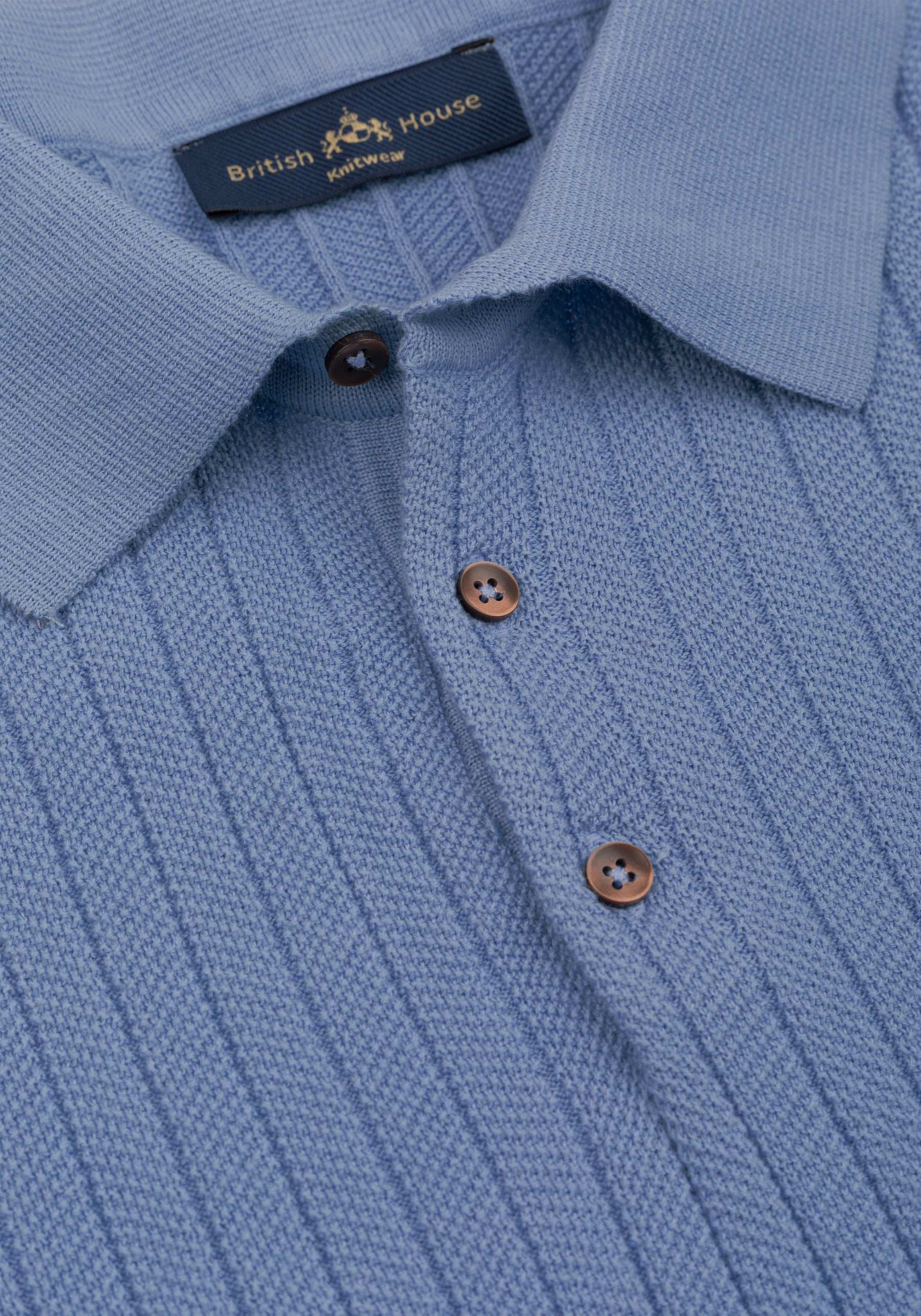 Powder Blue Knitted Polo Shirt