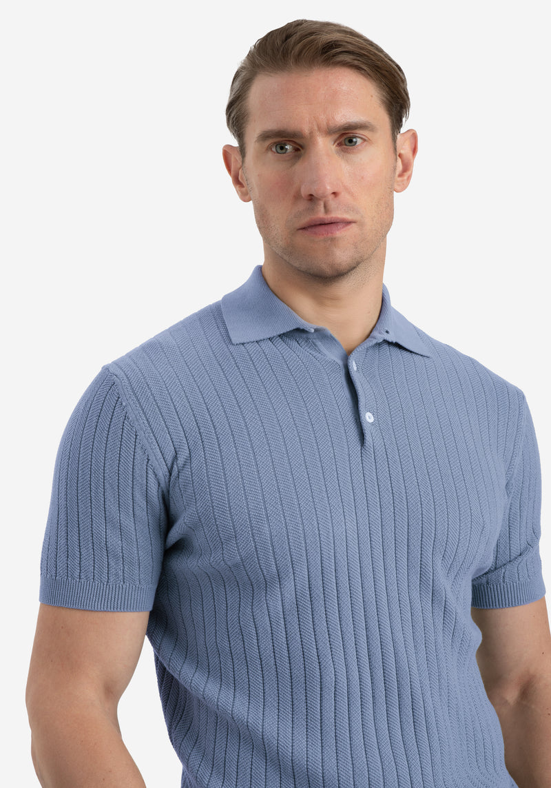 Powder Blue Knitted Polo Shirt