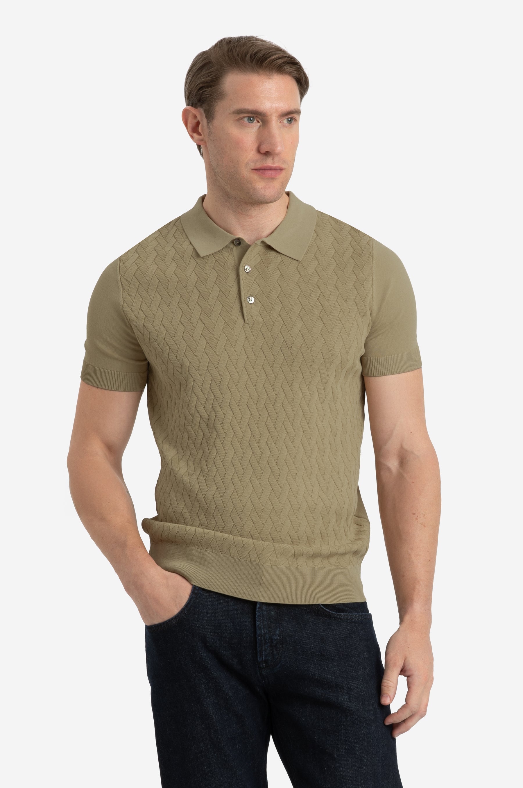 Cafe Beige Polyamide Knitted Polo Shirt