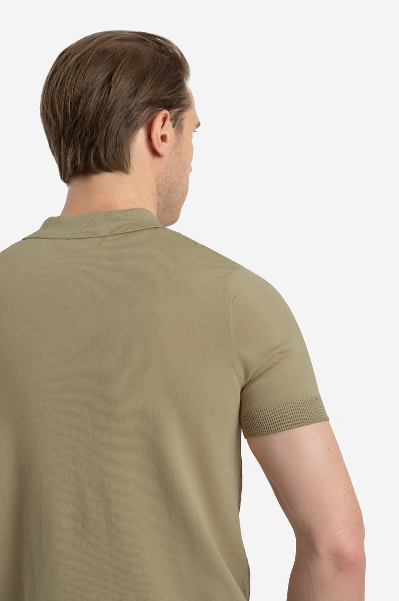 Cafe Beige Polyamide Knitted Polo Shirt