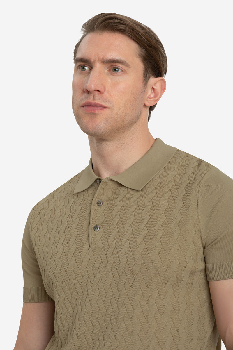Cafe Beige Polyamide Knitted Polo Shirt