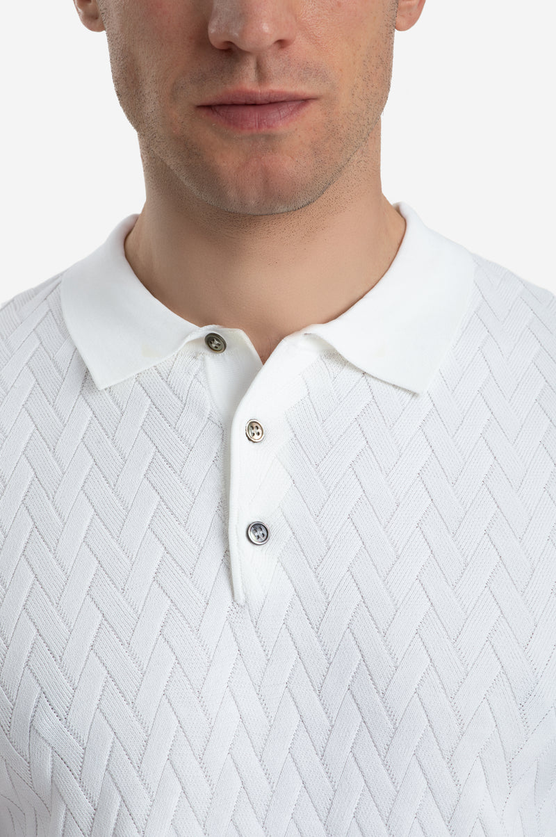 Pearl White Polyamide Knitted Polo Shirt