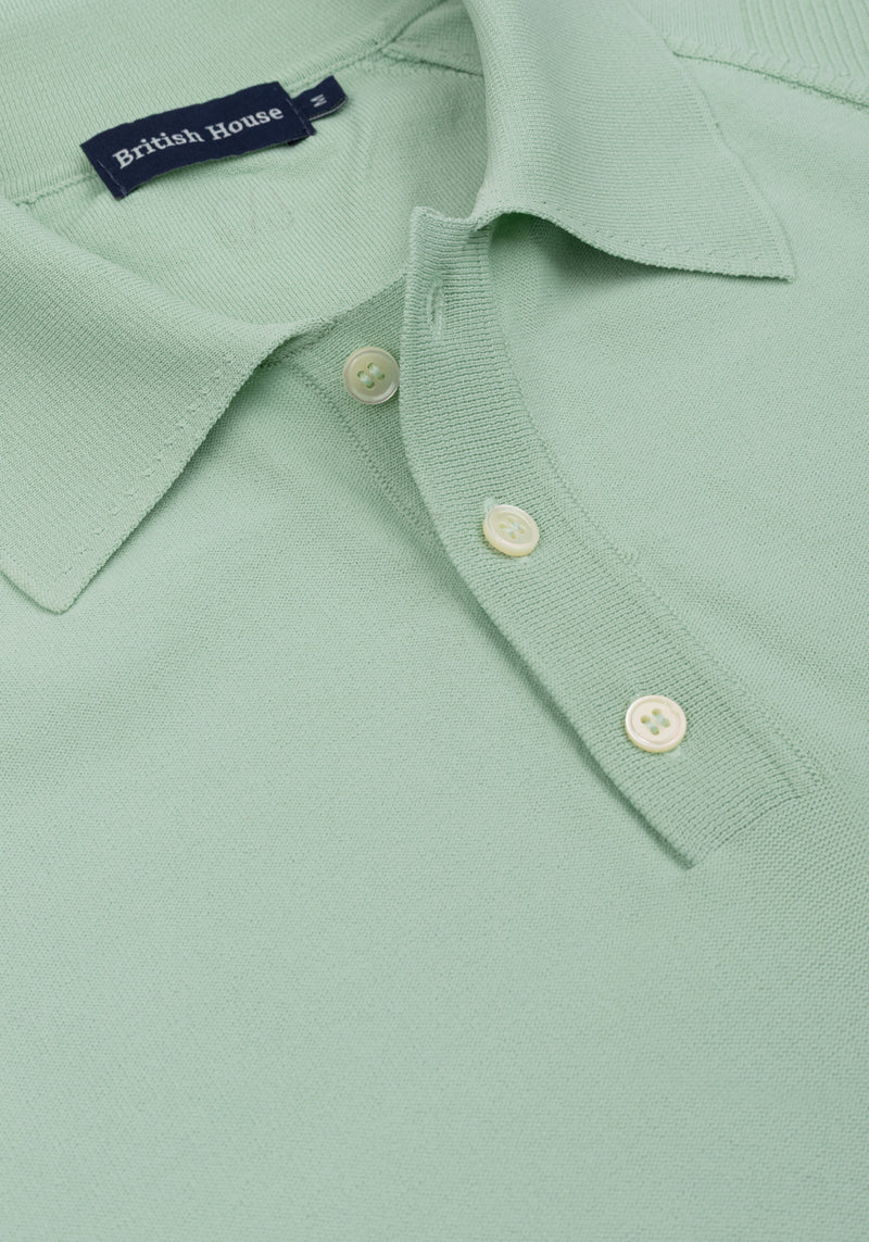 Willow Green Polyamide Knitted Polo Shirt