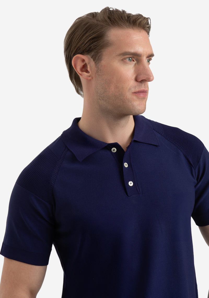 Slate Navy Polyamide Knitted Polo Shirt