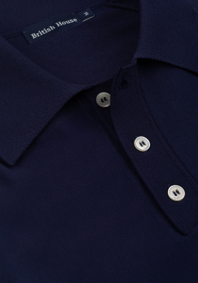 Slate Navy Polyamide Knitted Polo Shirt