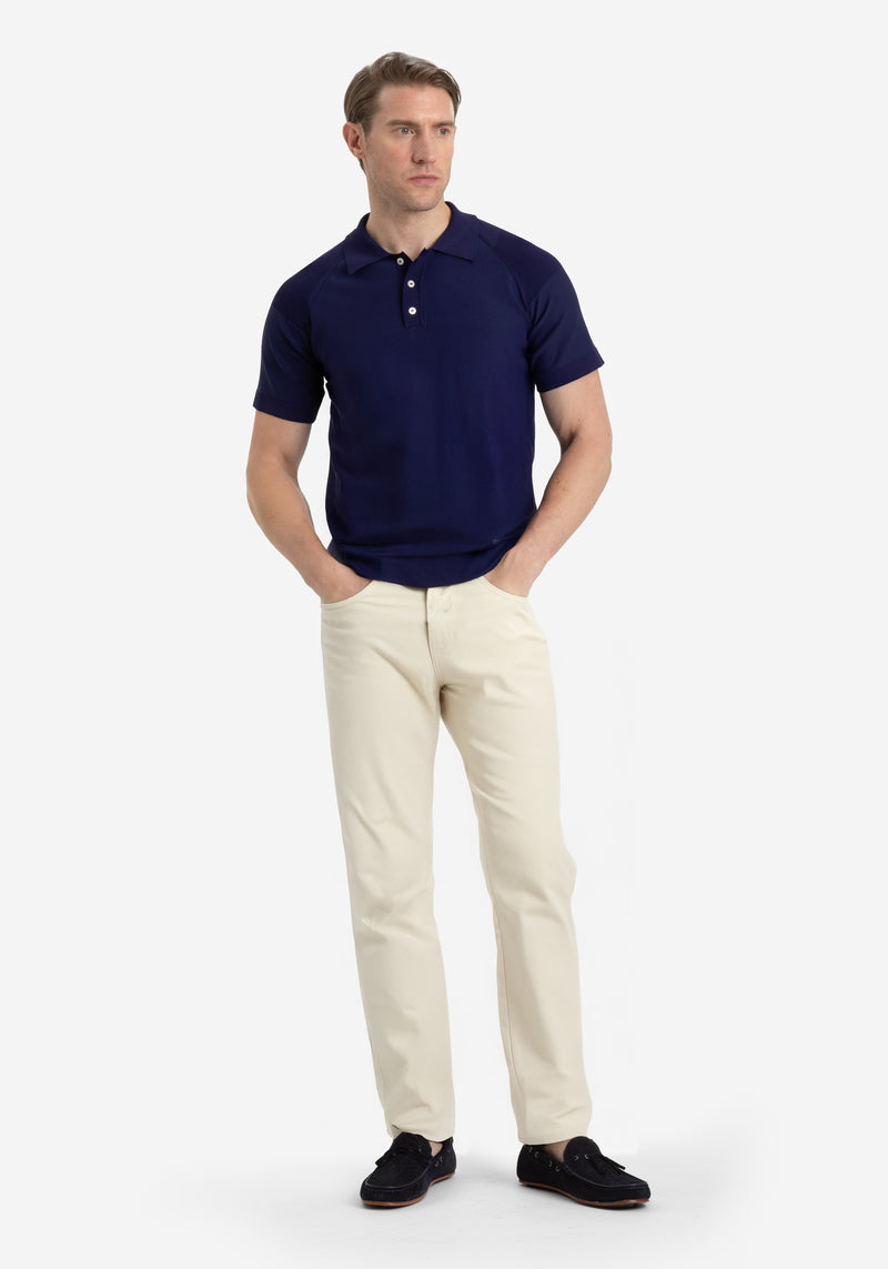 Slate Navy Polyamide Knitted Polo Shirt