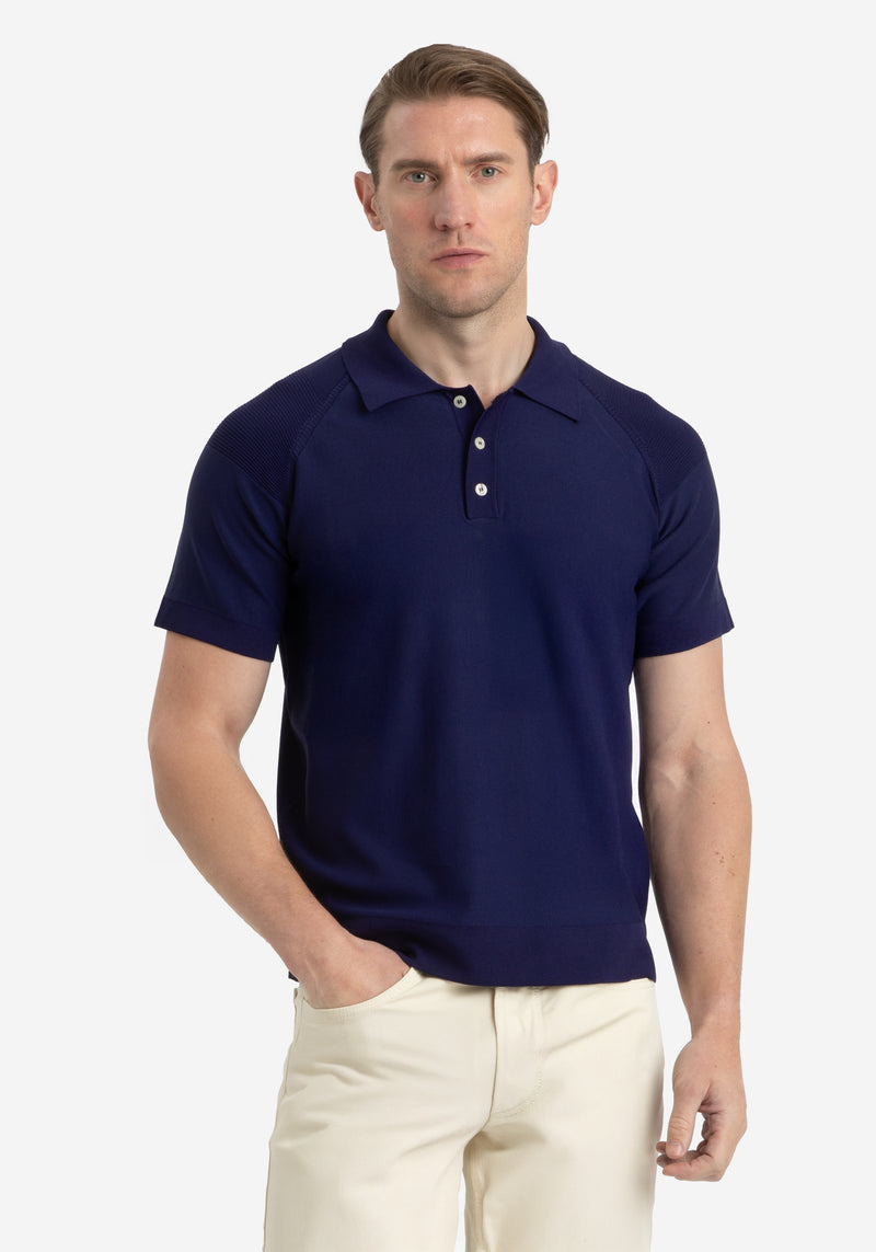 Slate Navy Polyamide Knitted Polo Shirt