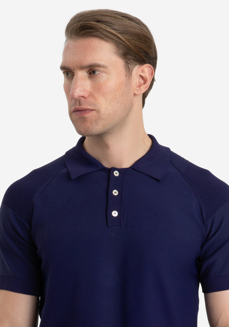 Slate Navy Polyamide Knitted Polo Shirt