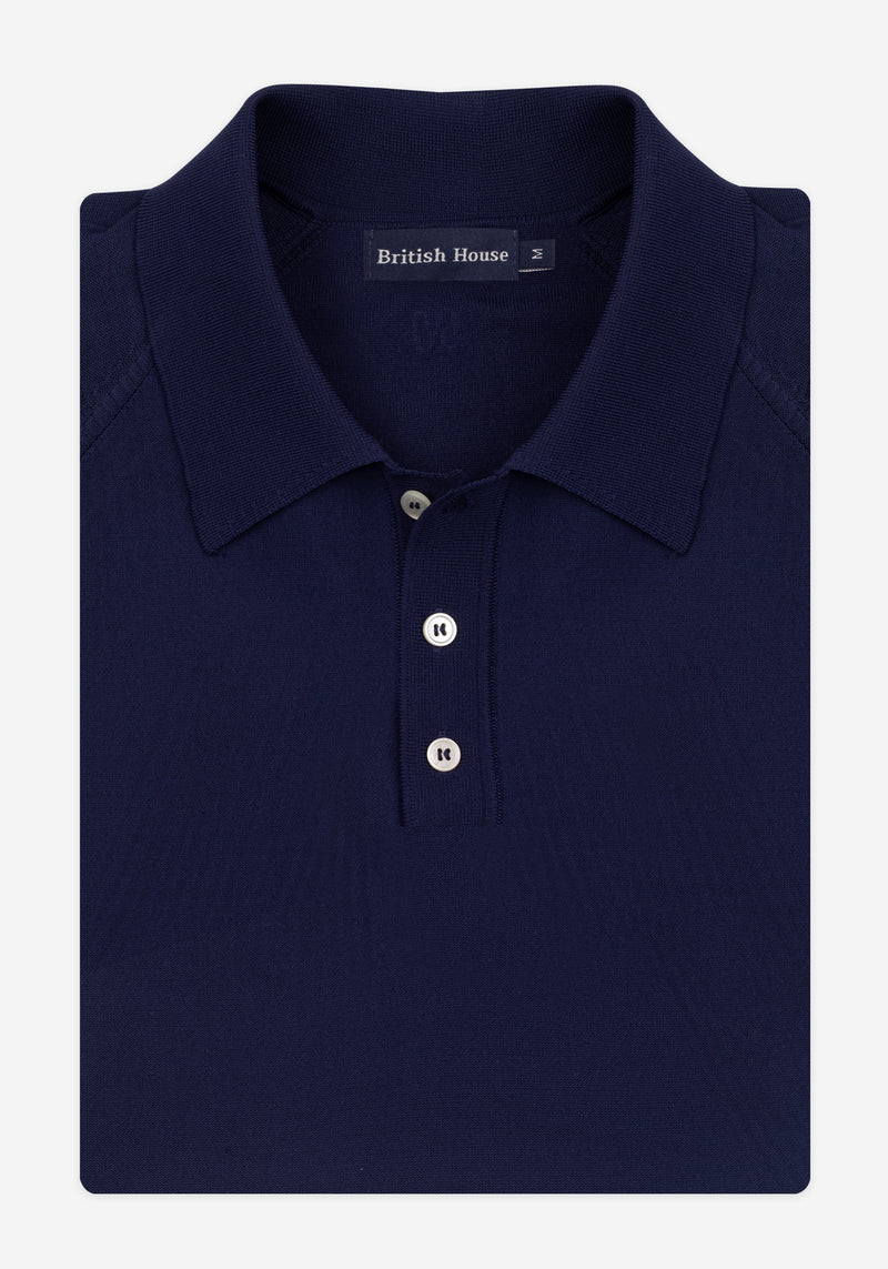 Slate Navy Polyamide Knitted Polo Shirt