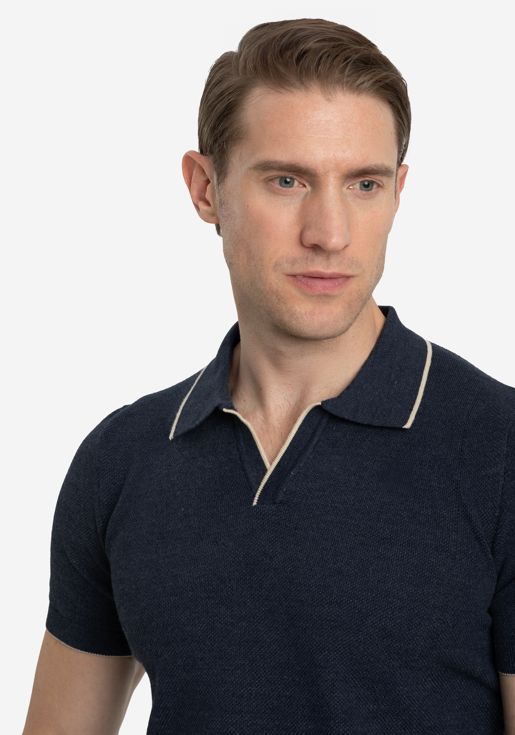 Mineral Navy Knitted Polo Shirt