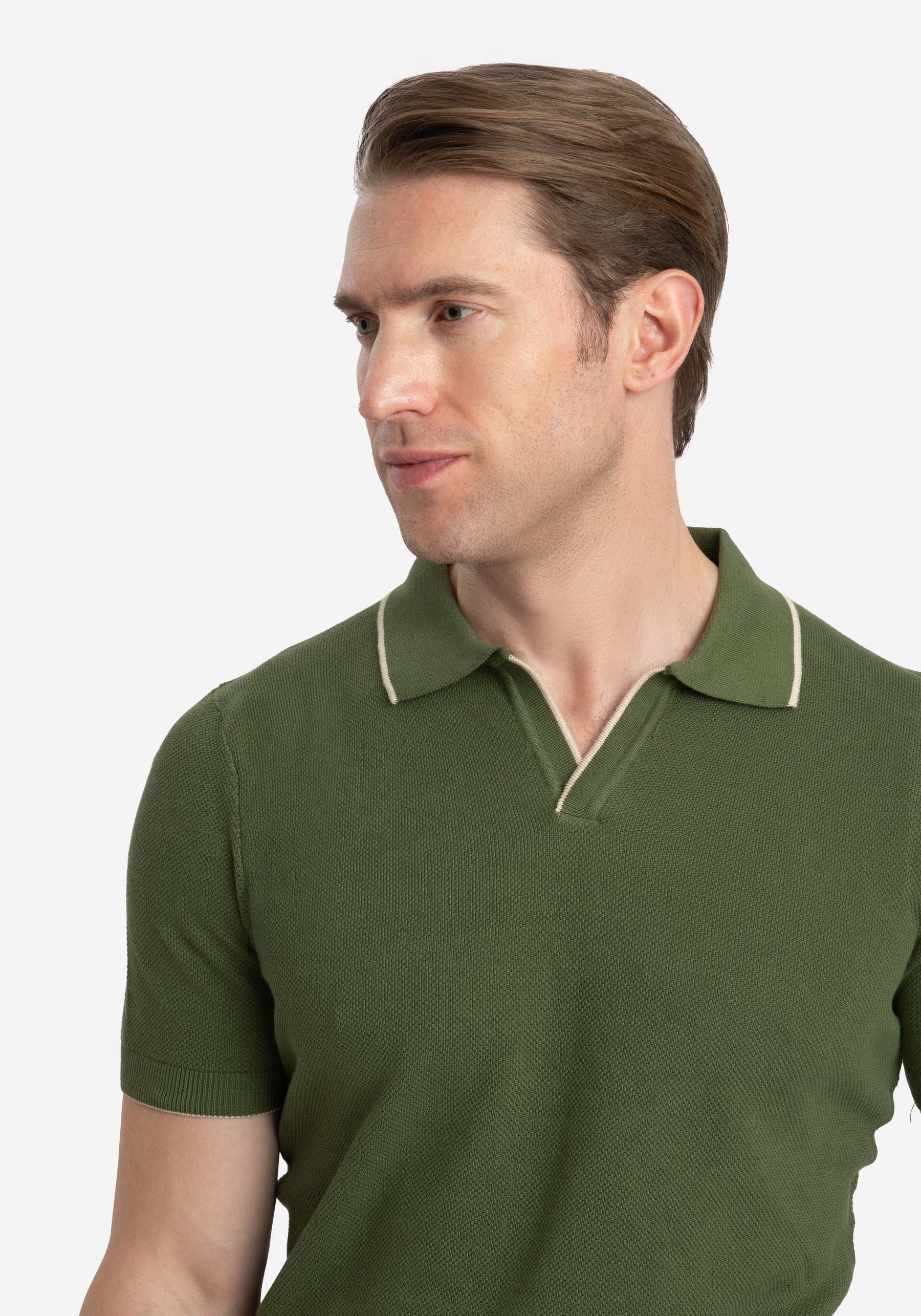 Forest Olive Knitted Polo Shirt