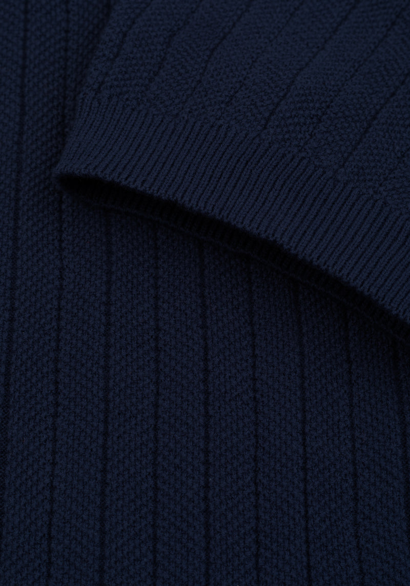 Midnight Blue Knitted Polo Shirt