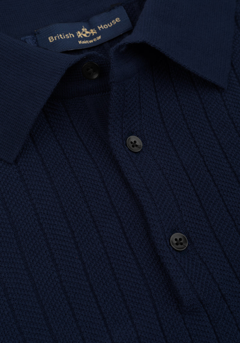 Midnight Blue Knitted Polo Shirt