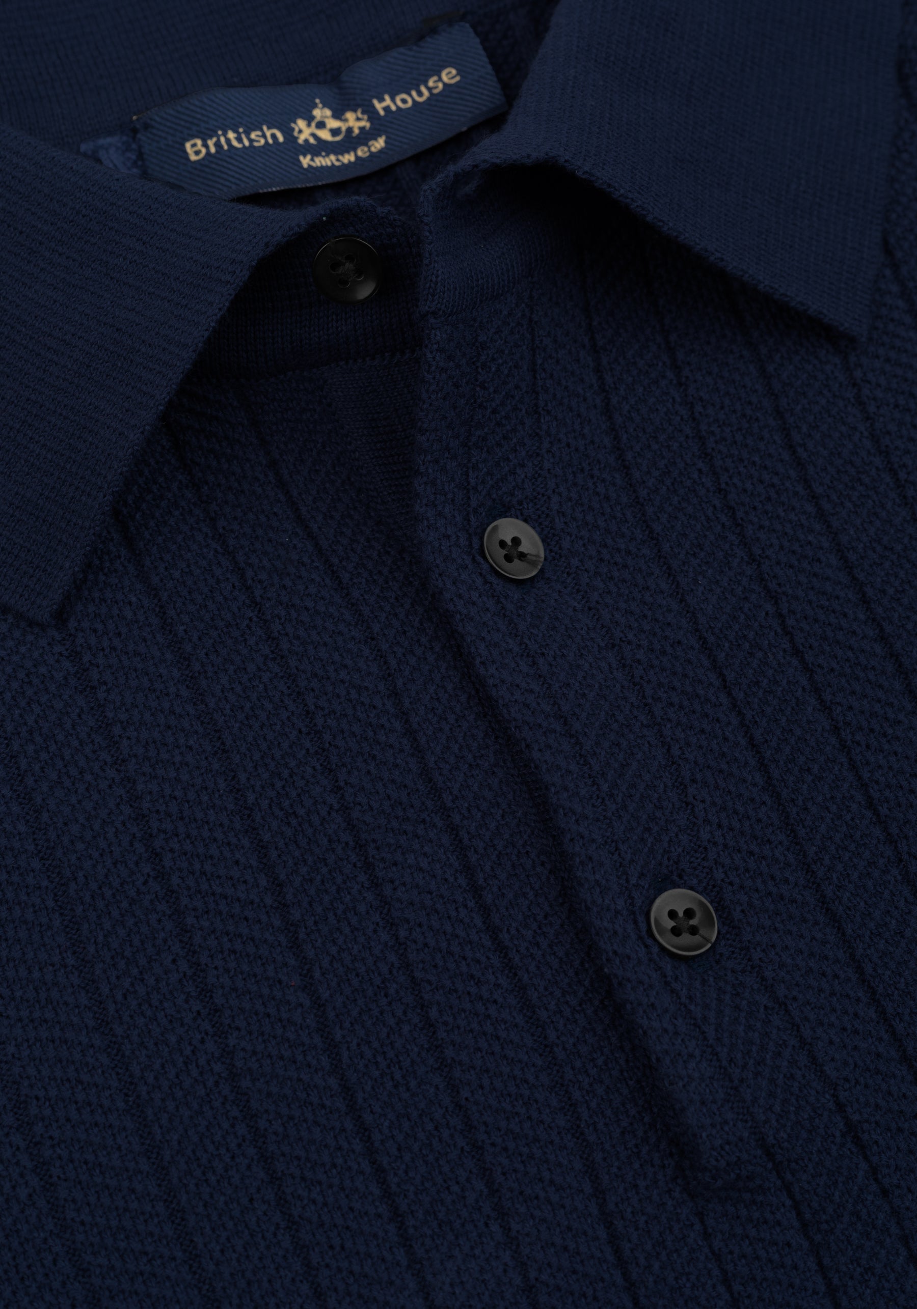 Midnight Blue Knitted Polo Shirt