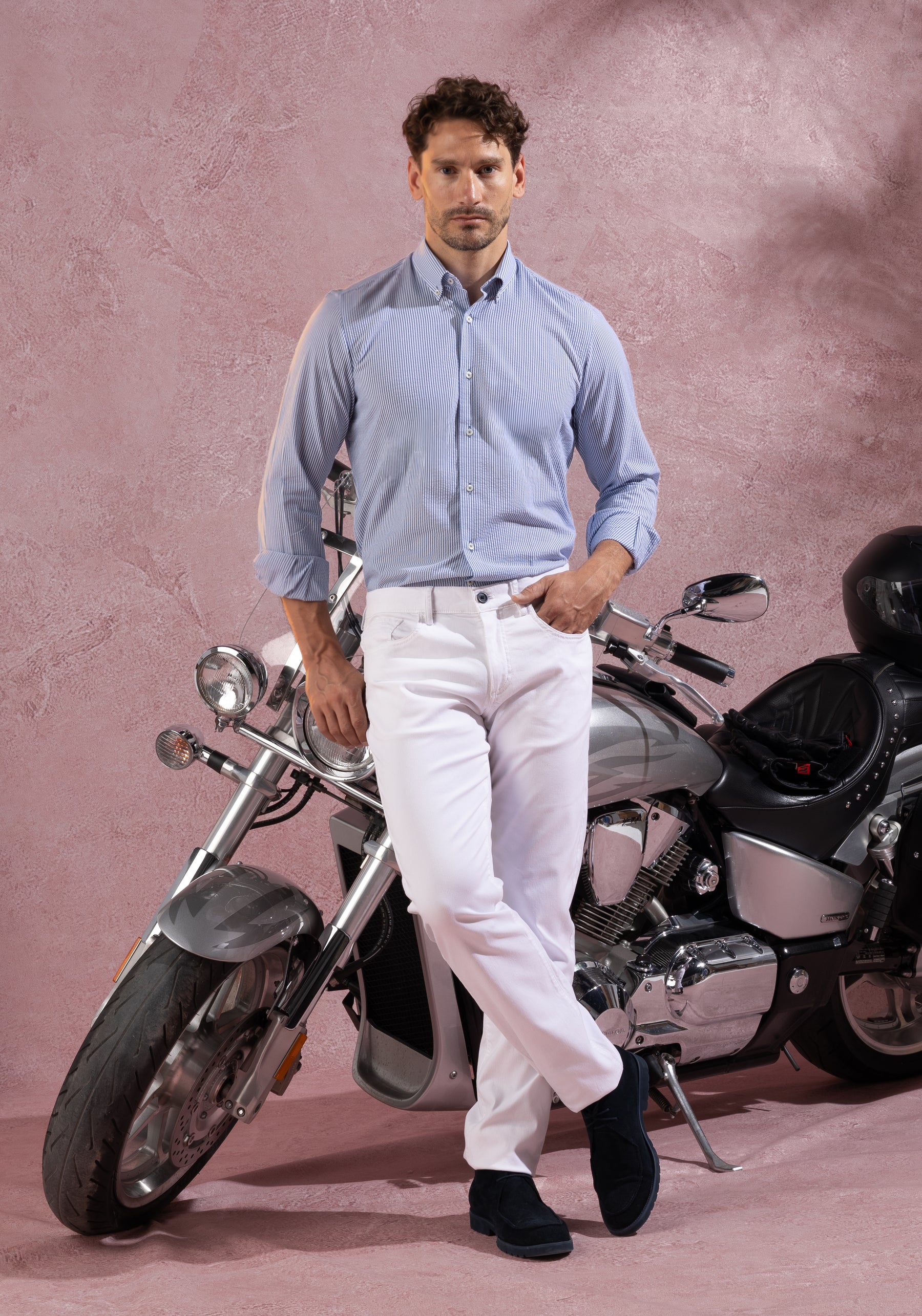 Royal Blue Stripe Seersucker Shirt