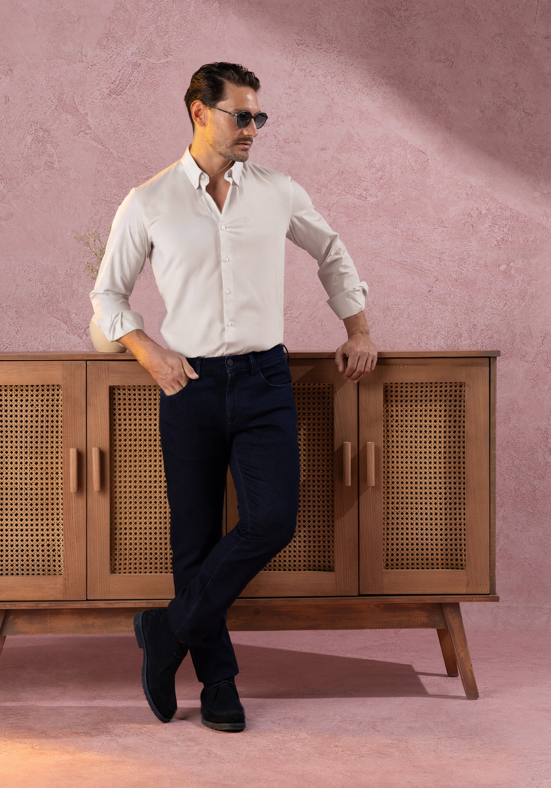 Hemp Beige Checked Light Oxford Shirt