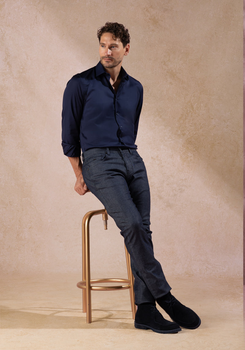Antique Navy Luxe Twill Shirt - Wrinkle-free