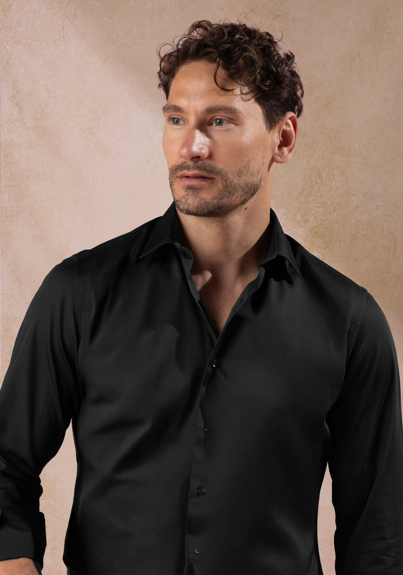 Crow Black Luxe Twill Shirt - Wrinkle-free