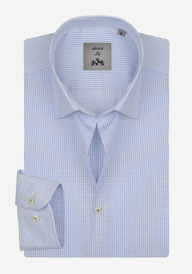 Light Blue Checked Poplin Shirt