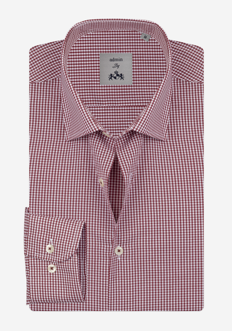 Claret Red Checked Poplin Shirt