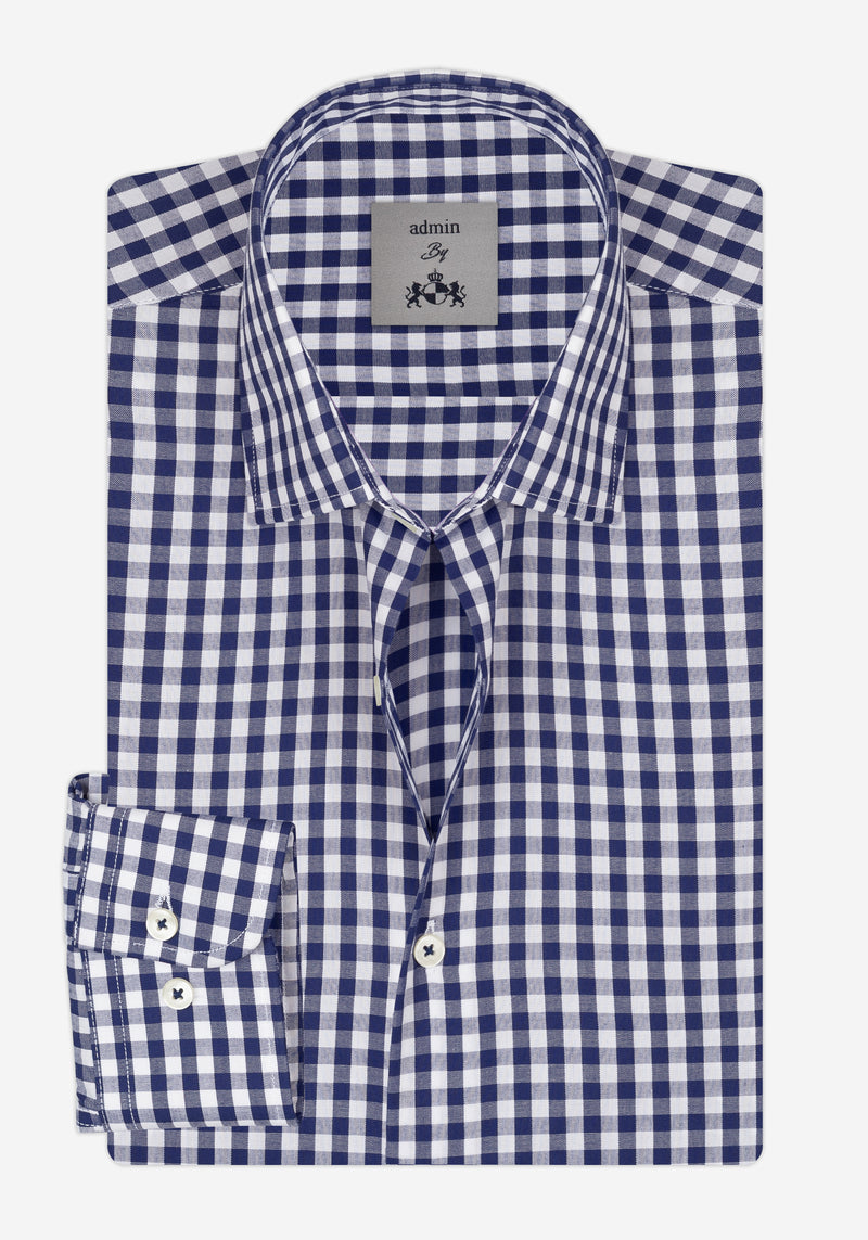 Midnight Navy Checked Poplin Shirt