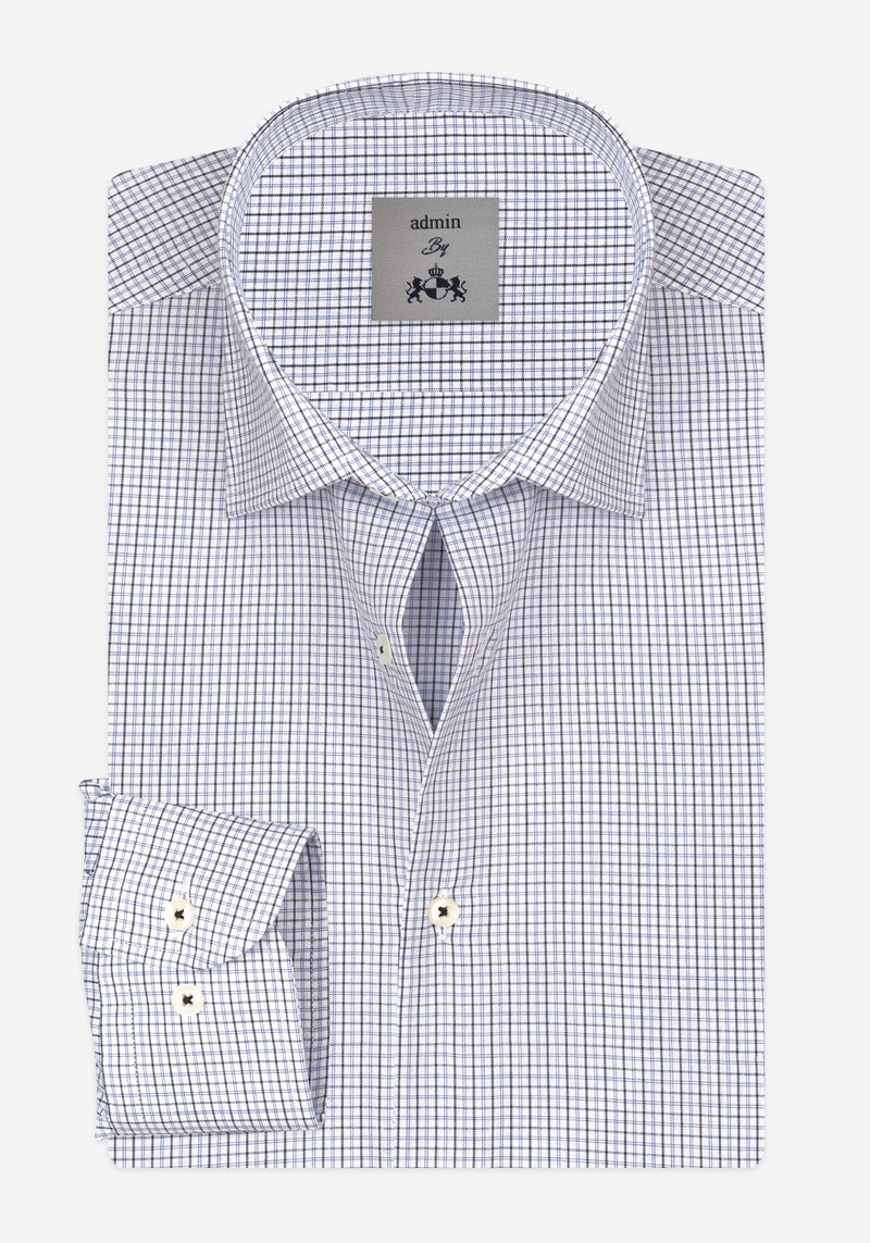 Ink Navy Checked Poplin Shirt