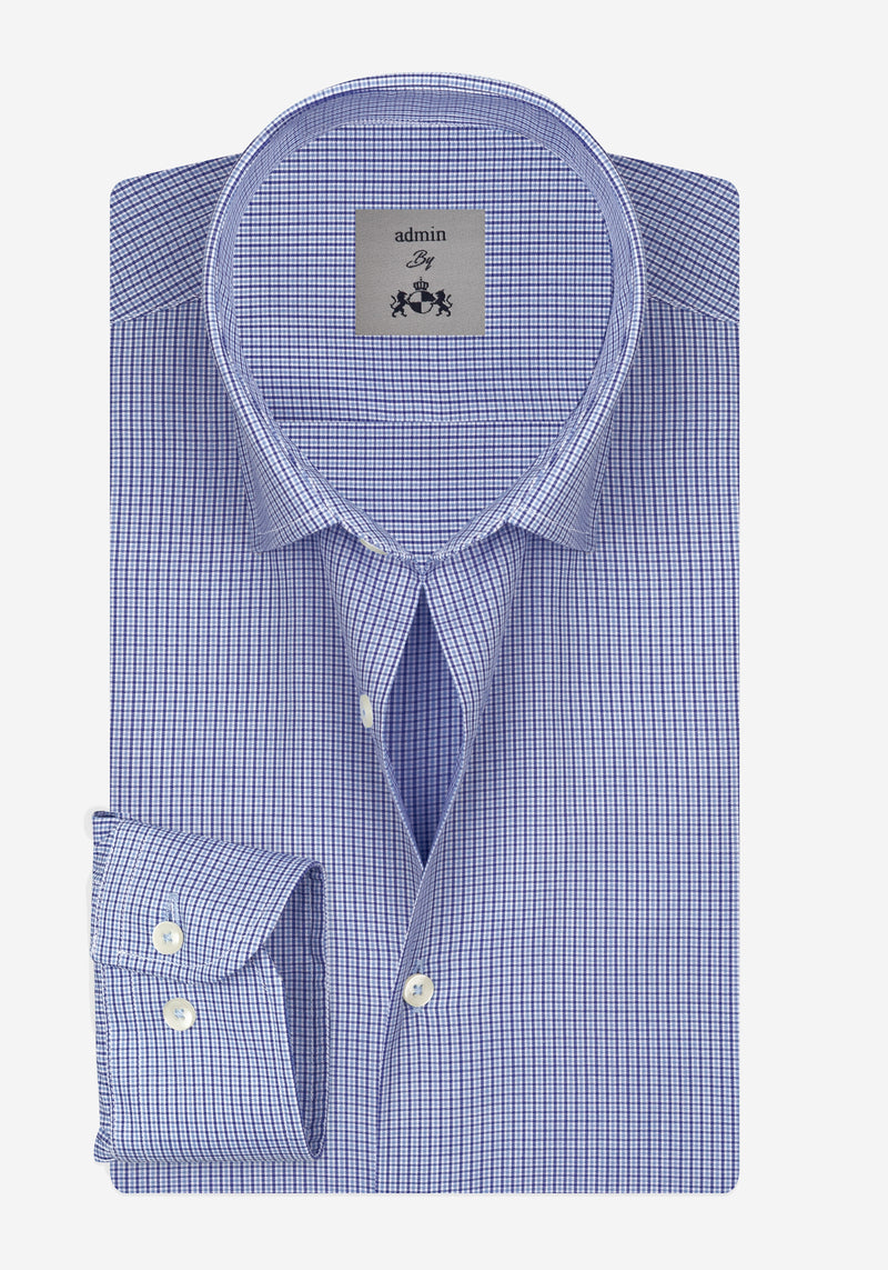 Delft Blue Checked Poplin Shirt