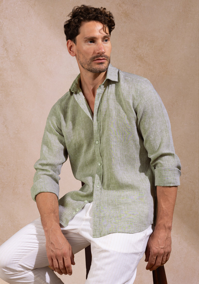 Ash Olive Belgian Linen Shirt
