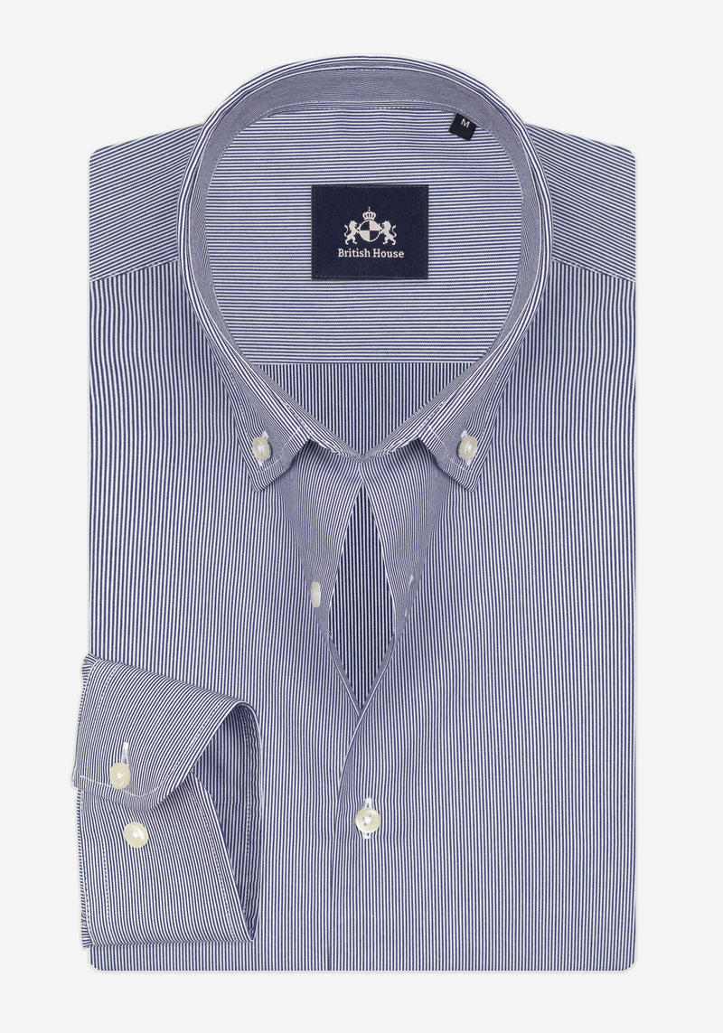Marine Blue Stripe Signature Twill Shirt