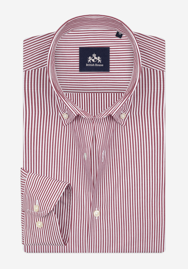 Claret Red Stripe Poplin Shirt