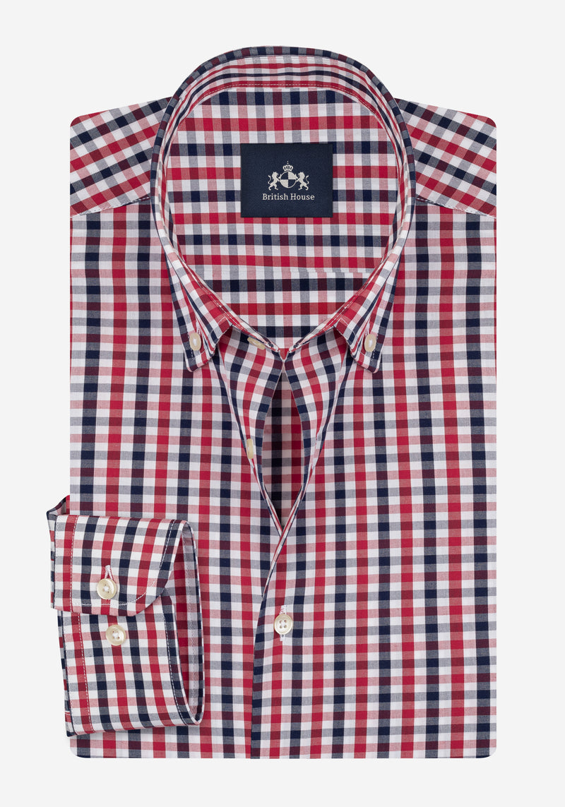 Currant Red Checked Oxford Shirt