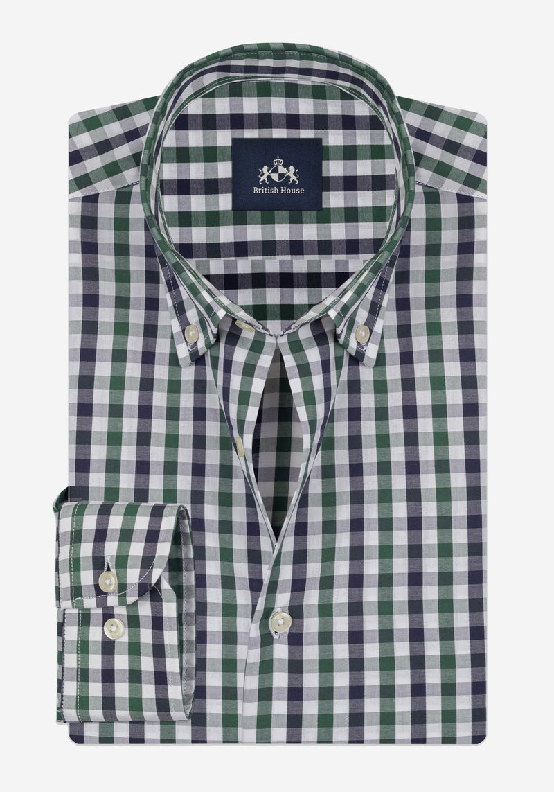 Racing Green Checked Oxford Shirt