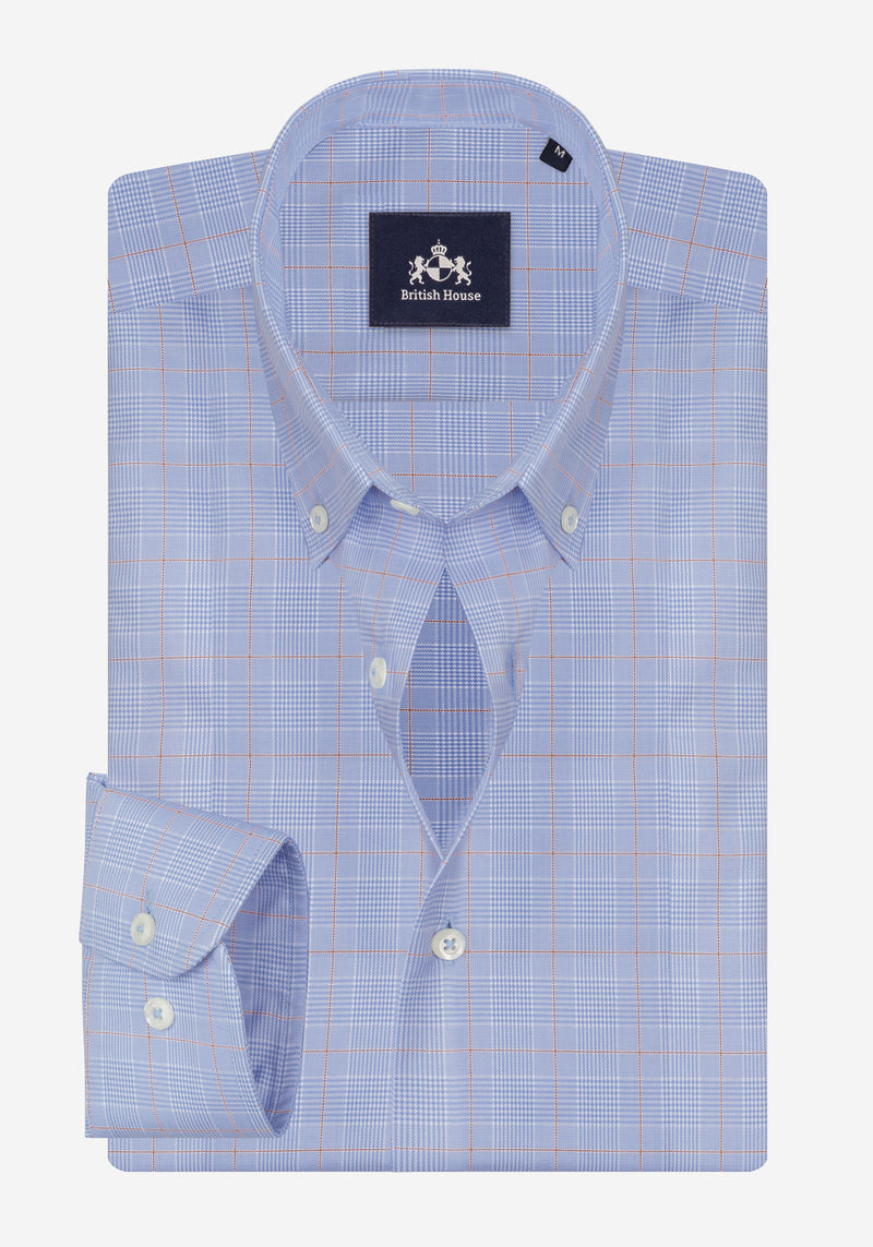Cornflower Orange Checked Signature Twill Shirt