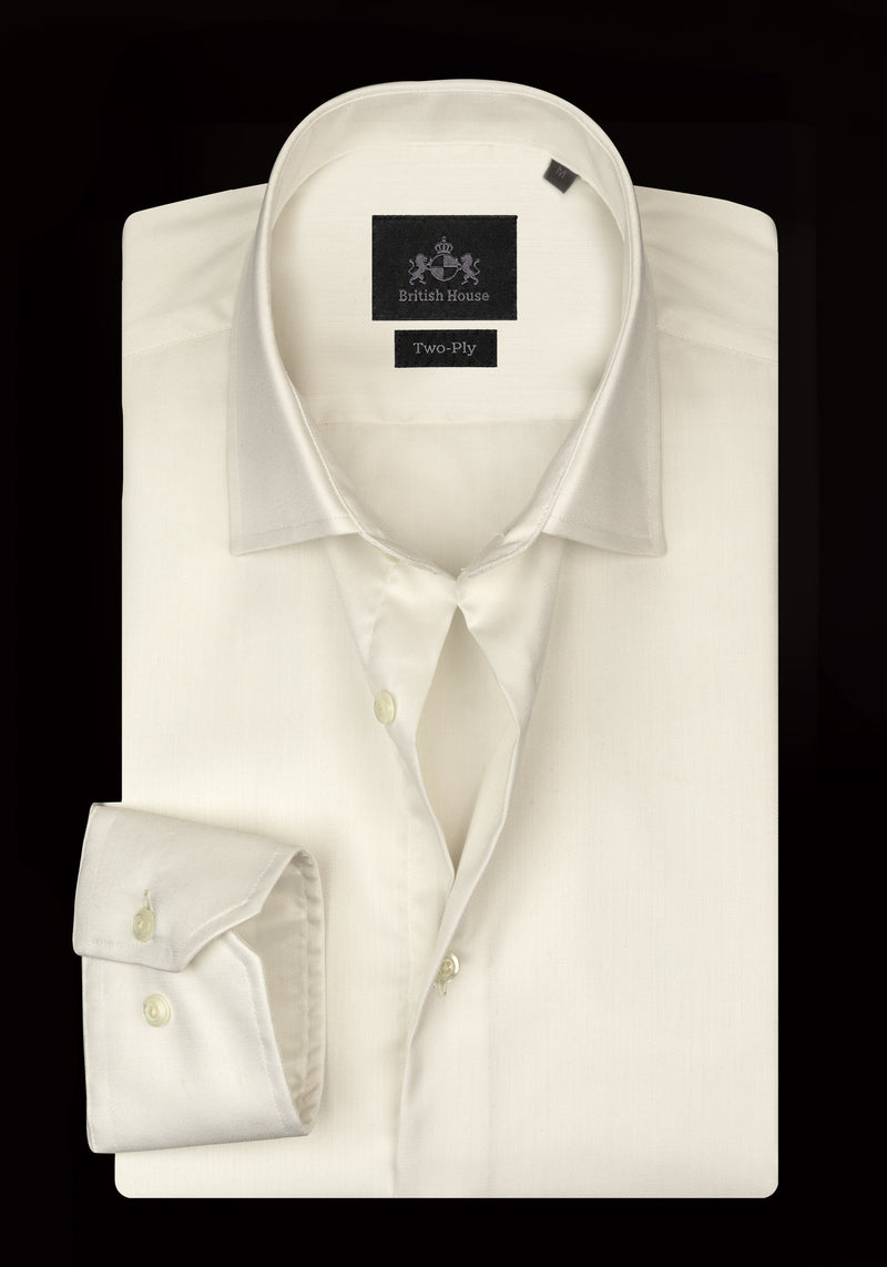 Pearl White Stripe Herringbone Shirt