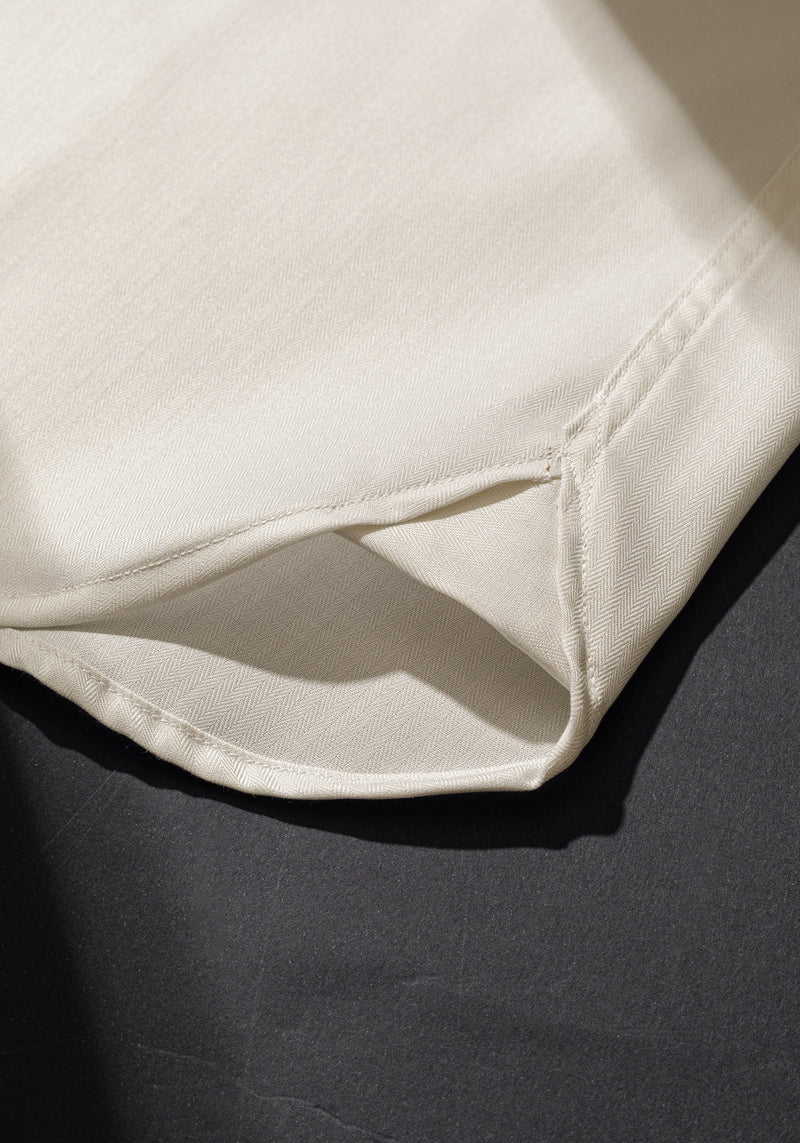 Pearl White Stripe Herringbone Shirt