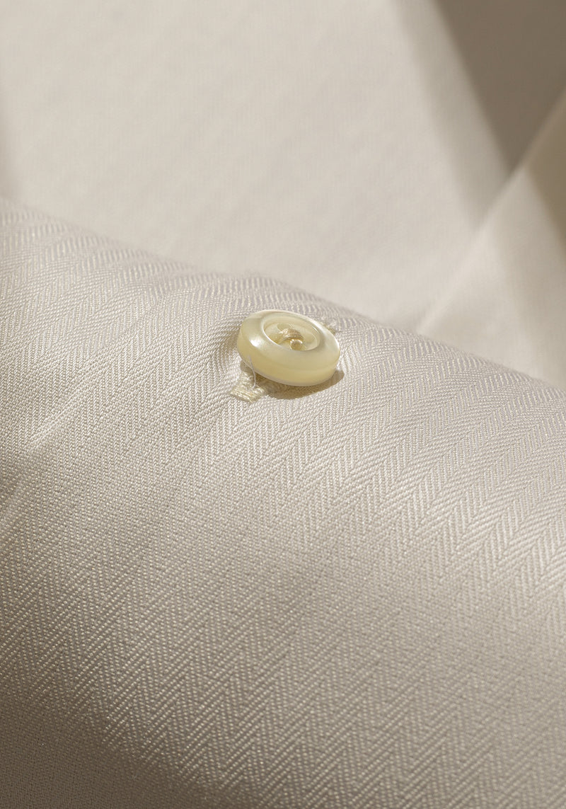 Pearl White Stripe Herringbone Shirt