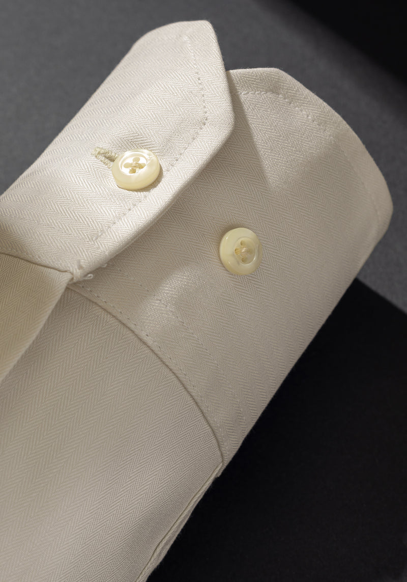 Pearl White Stripe Herringbone Shirt