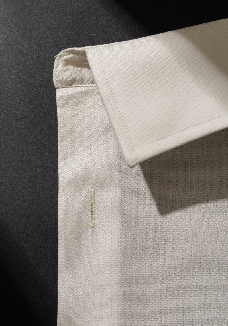 Pearl White Stripe Herringbone Shirt