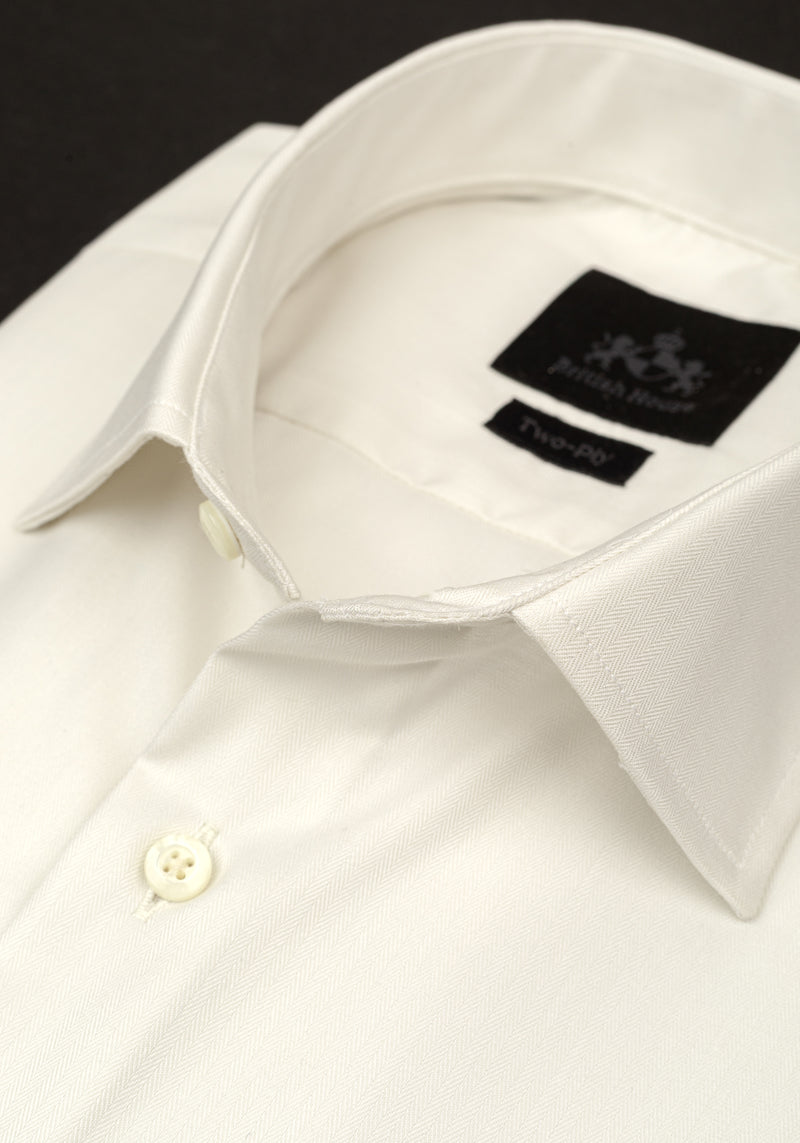 Pearl White Stripe Herringbone Shirt