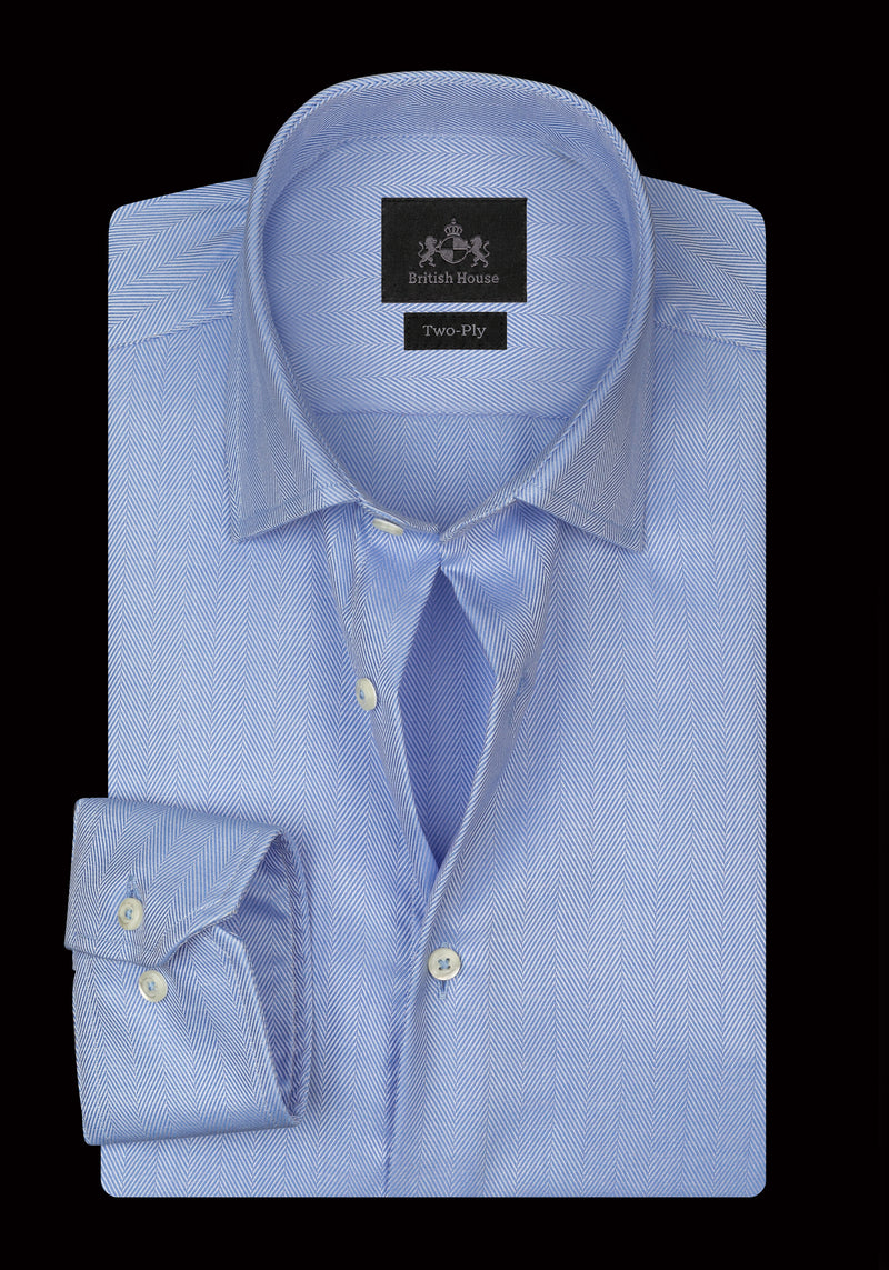 Blue Breeze Lines Herringbone Shirt