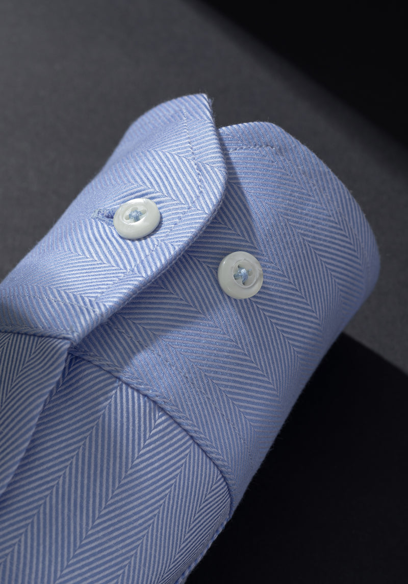 Blue Breeze Lines Herringbone Shirt