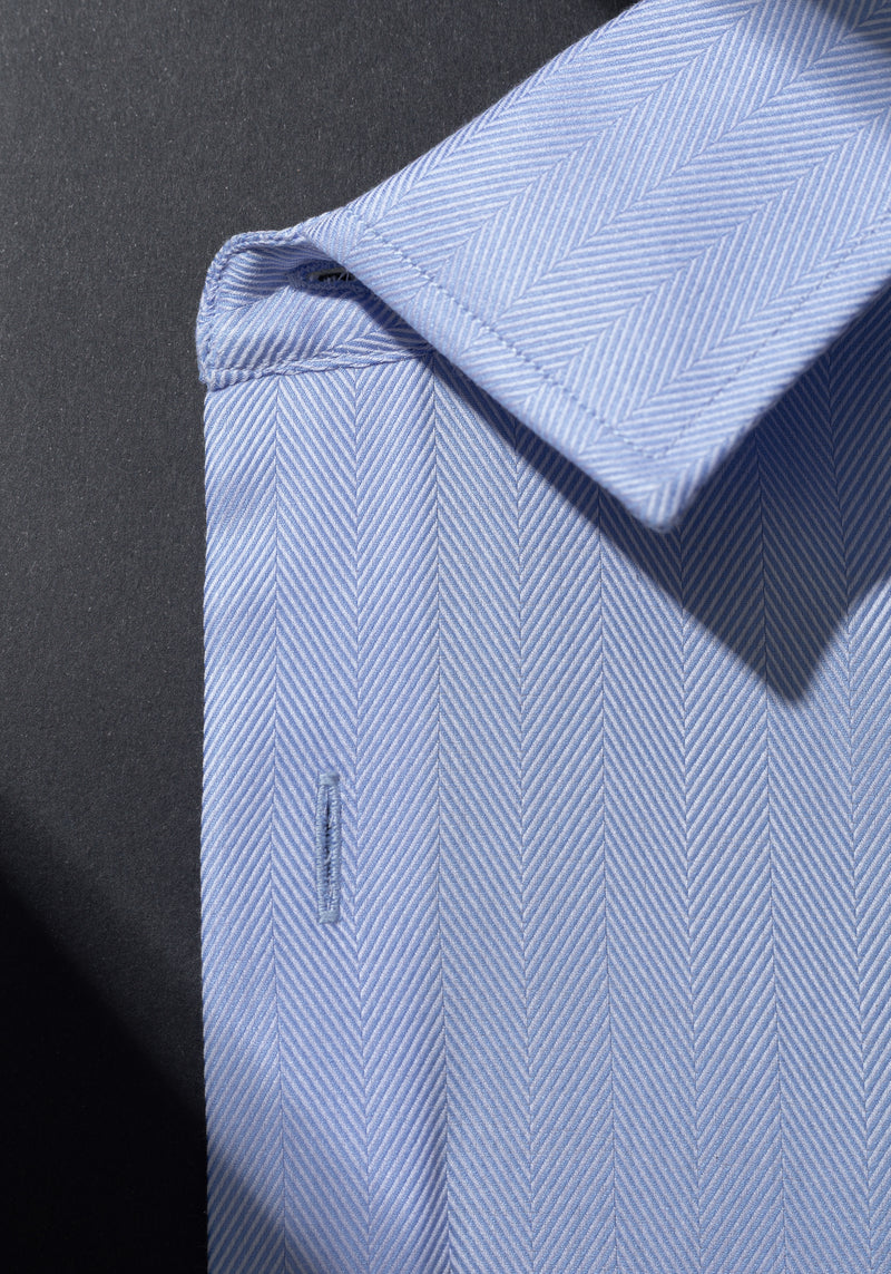 Blue Breeze Lines Herringbone Shirt