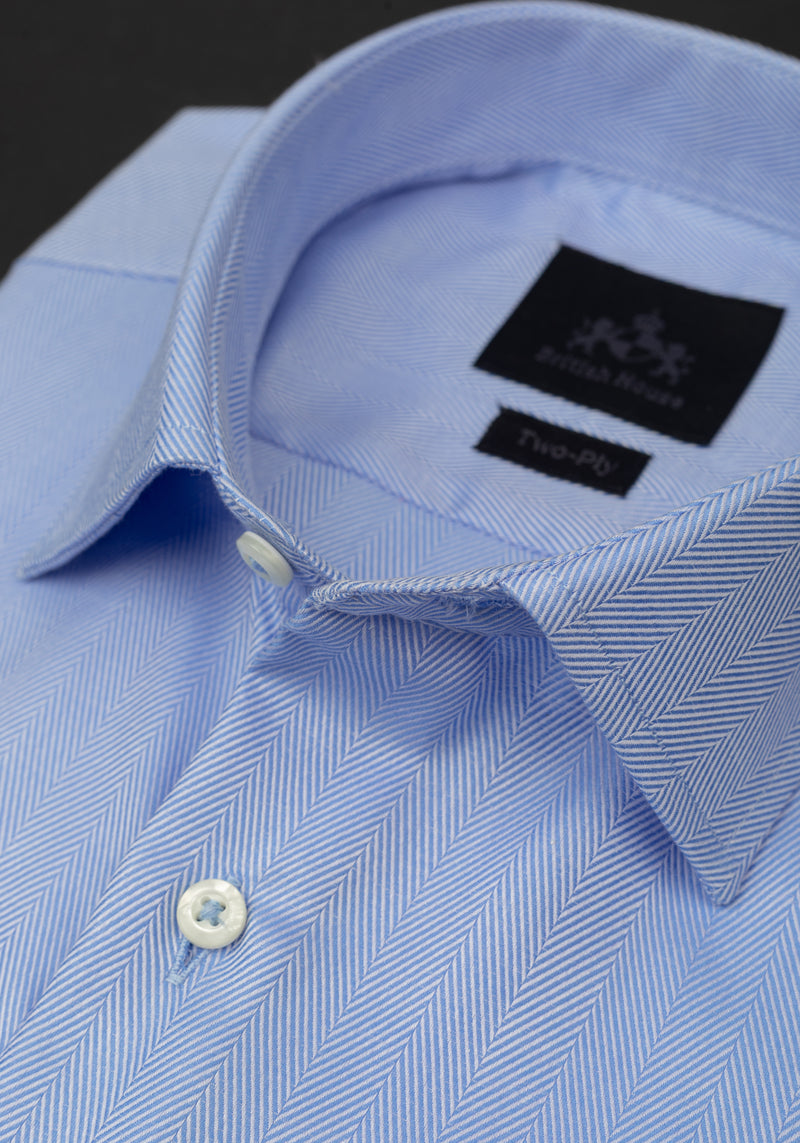 Blue Breeze Lines Herringbone Shirt