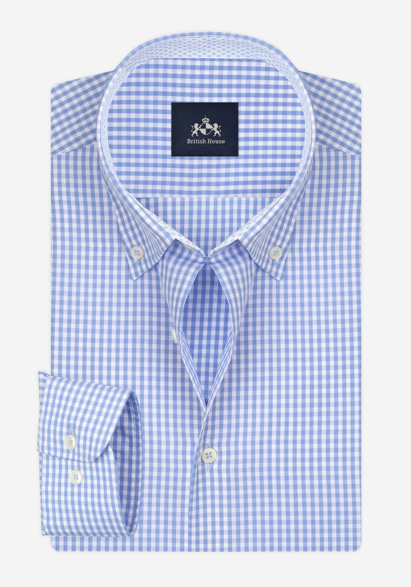 Iris Blue Checked Poplin Shirt