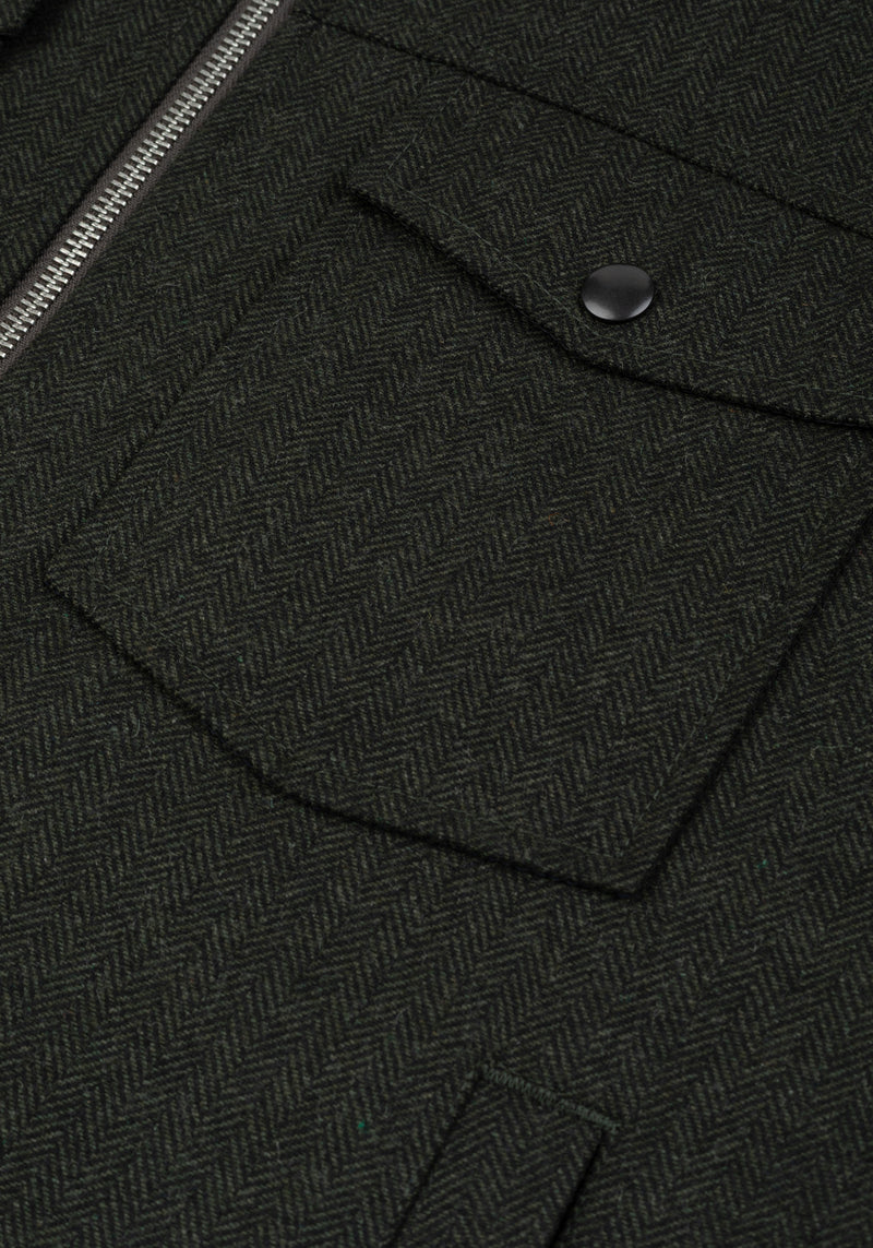 Canyon Olive Wool-Blend Bomber Jacket